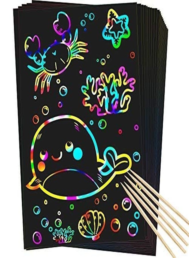 Artnery A4 Rainbow Art Scratch Paper Book Sheets with Stylus, 10 Pages, Multicolor (Pack of 5) - Image 5